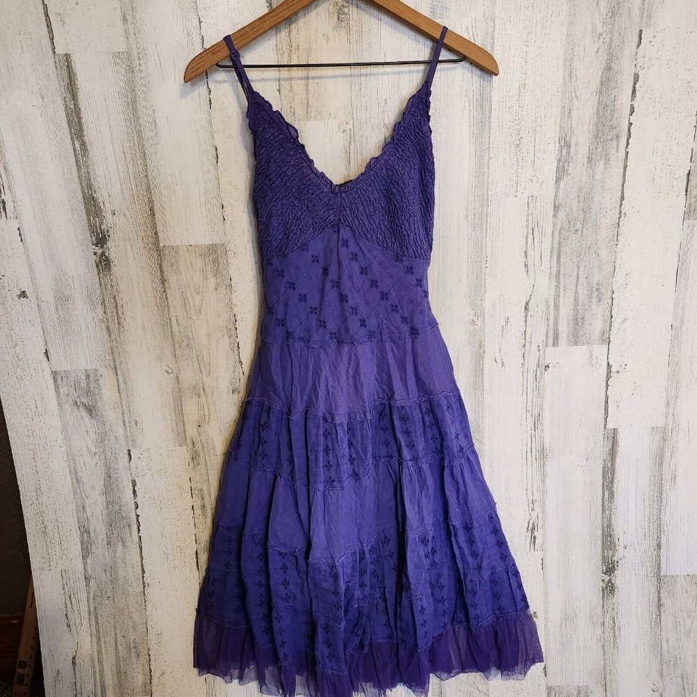 Dressbarn Purple Spaghetti Strap Below Knee A Line Dress Size Large